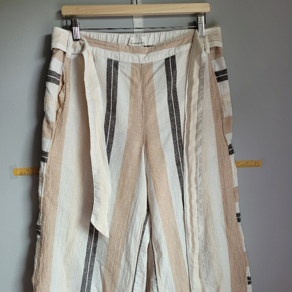 Striped Beige and White Women's Pants